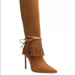 NWOT Schutz Vickie Nubuck Fringe Knee Boots